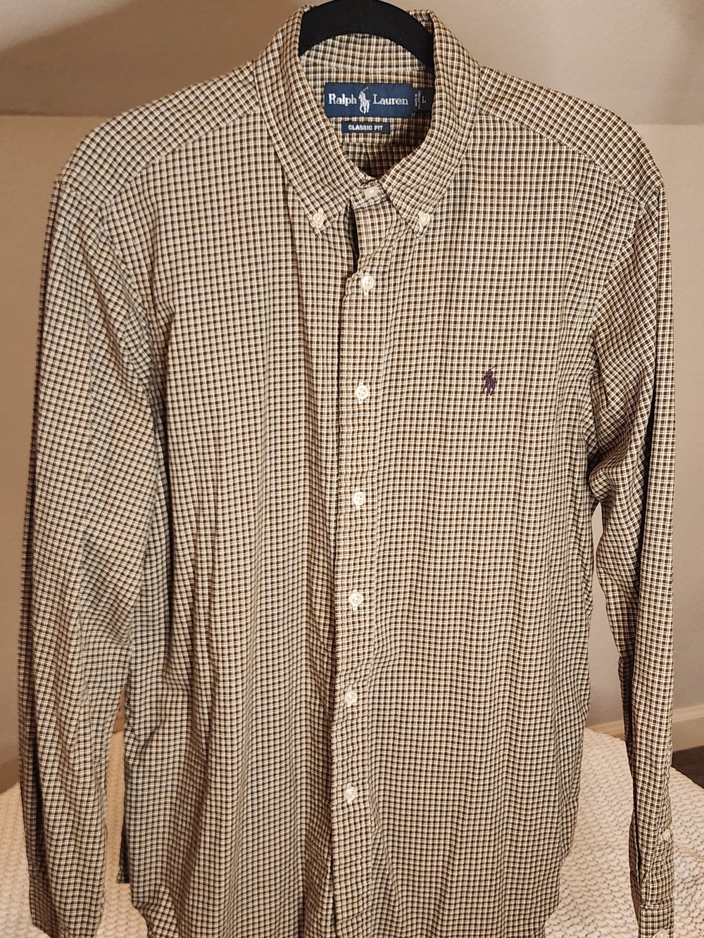 Ralph Lauren Tan and Brown Check Button-Down Shirt